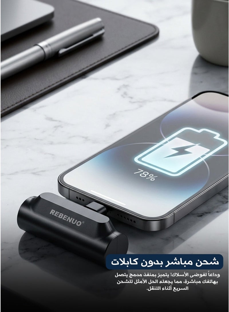 REBENUO Power Bank, Energy Bank, REBENUO Mini Portable Charger, 10,000mAh Capacity, Direct Plug-in Cable-Free Charging, iOS Port for iPhone & Type-C Port for Android, Lightweight Emergency Design - Image 1