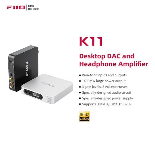 FiiO K11 Desktop 1400W Power Balanced Headphone DAC & Amplifier 384kHz/24Bit DSD256 for Home Audio/PC 6.35mm/4.4mm/RCA/Coaxial/Optical (Silver) - Image 4