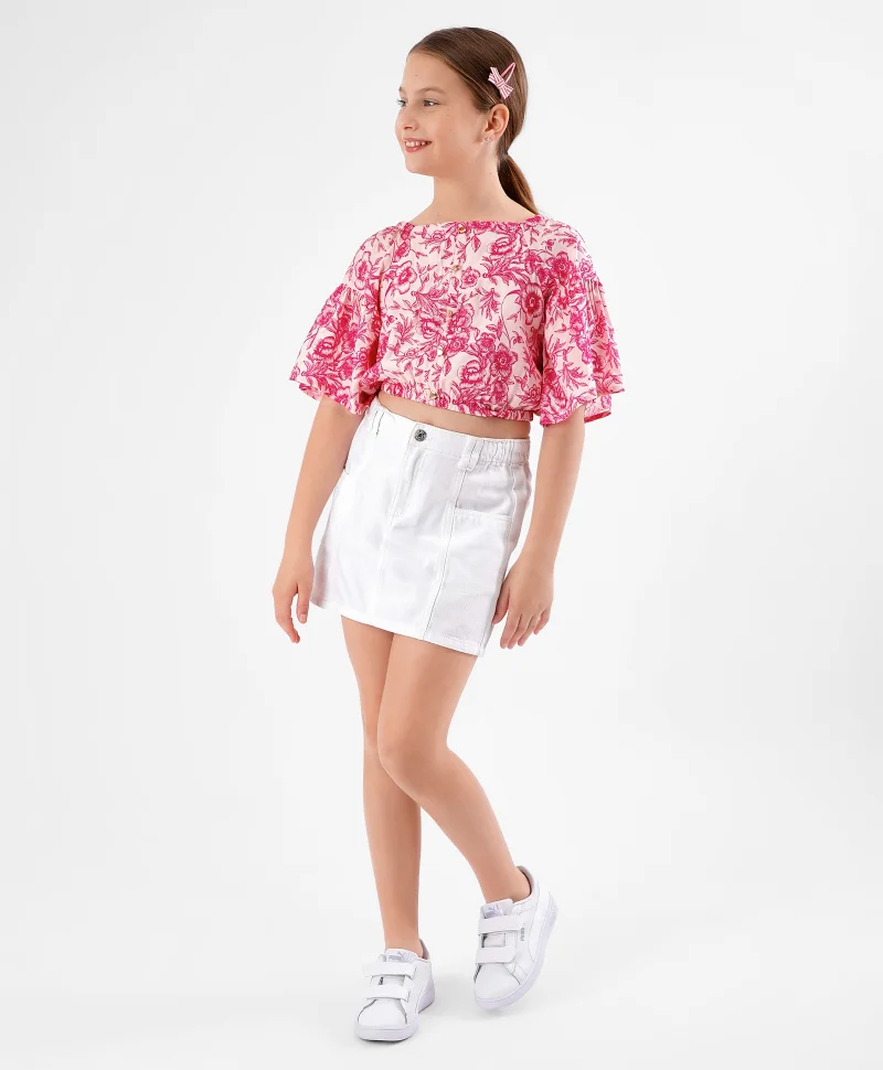 Primo Gino Primo Gino 100% Viscose Full Sleeves Top Floral Print - Pink