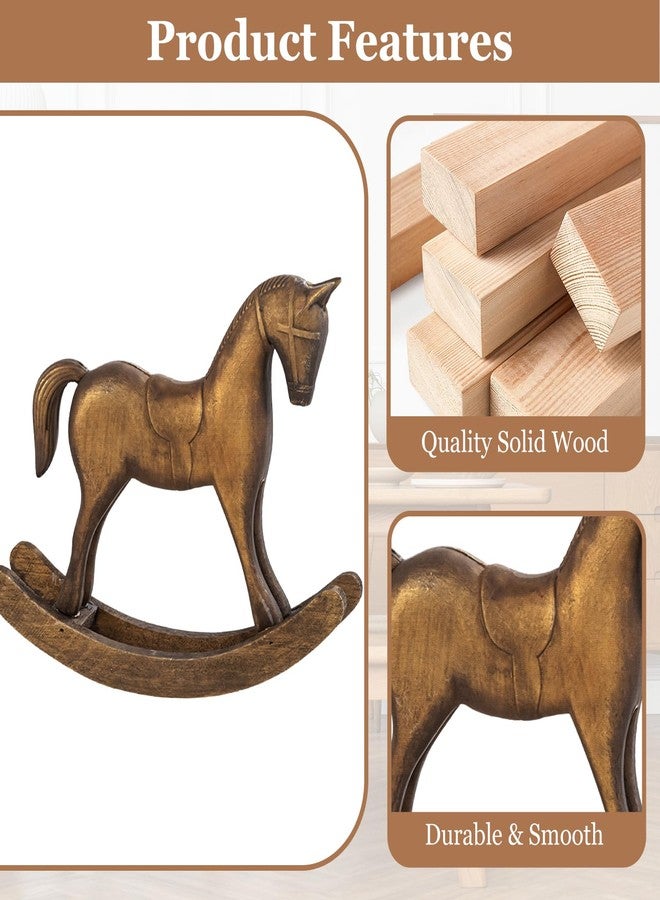 Fenteer Wooden Rocking Horse Statue, Vintage Horse Sculpture Desktop Ornament, Versatile Decorative Figurine for Home Cabinet Table Centerpiece Shelf, Style A Bronze - Image 4