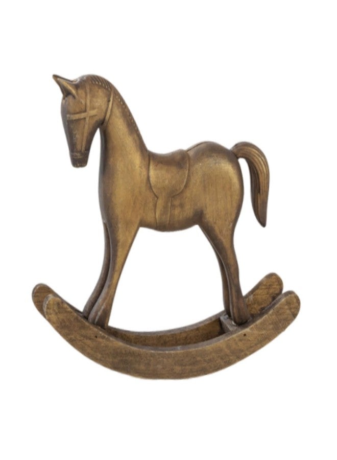 Fenteer Wooden Rocking Horse Statue, Vintage Horse Sculpture Desktop Ornament, Versatile Decorative Figurine for Home Cabinet Table Centerpiece Shelf, Style A Bronze - Image 1