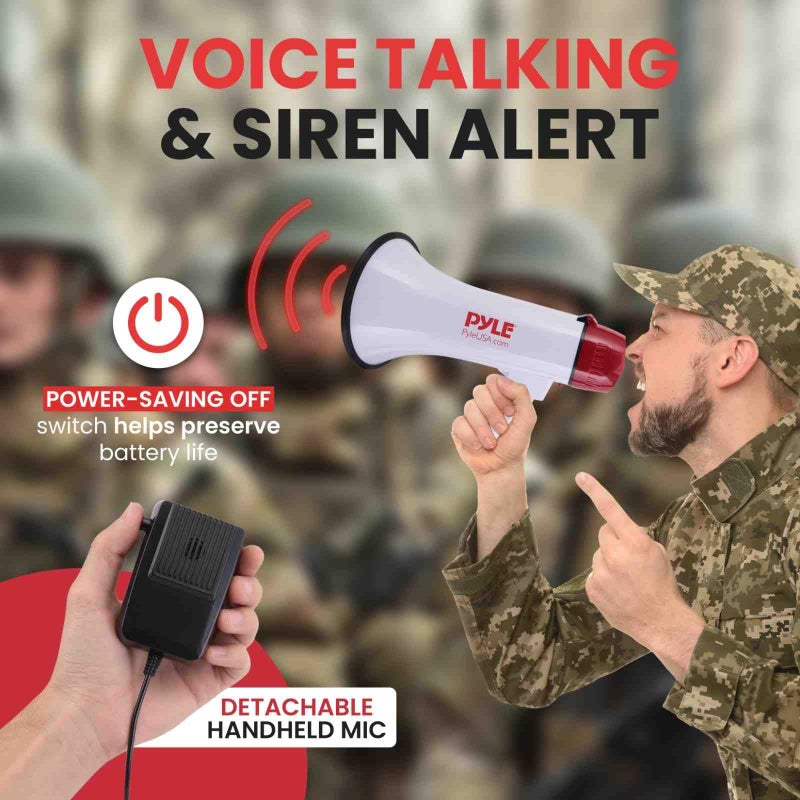 Pyle 40W Professional Megaphone Clear Sound & Ergonomic Grip - Multi-Function with Talk, Siren, Volume Control, 1400 Yards Range - Detachable Handheld Mic - Indoor & Outdoor Sports, Emergency Response - Image 2