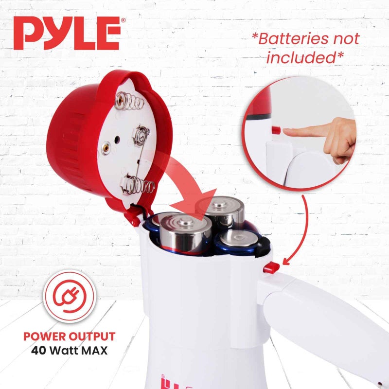 Pyle 40W Professional Megaphone Clear Sound & Ergonomic Grip - Multi-Function with Talk, Siren, Volume Control, 1400 Yards Range - Detachable Handheld Mic - Indoor & Outdoor Sports, Emergency Response - Image 4
