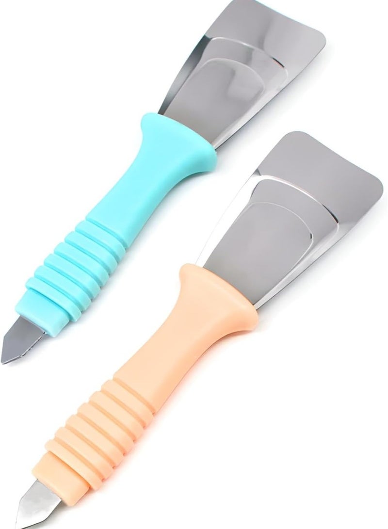 Generic Double headed ice scraper - two-piece stainless steel defrosting shovel, suitable for refrigerators, freezers, and cars, with 3-layer curved and anti slip handle  - Image 1