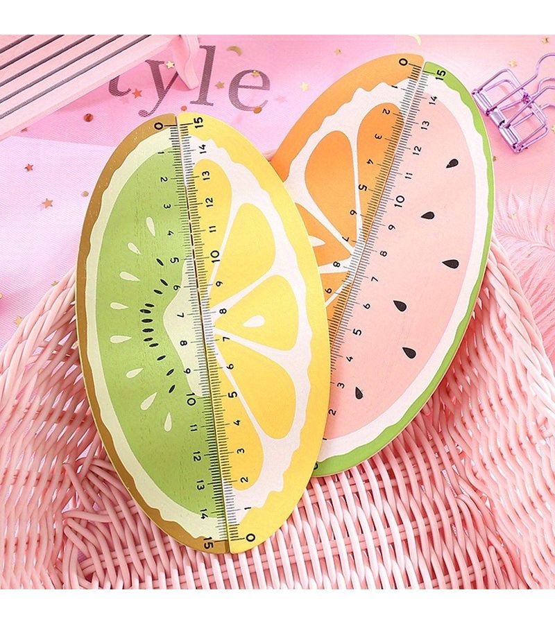 Green Kiwi Wooden Ruler with Fruit Design for Drawing and School Office Use - Image 5