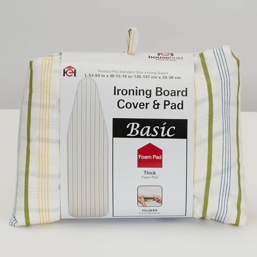 Household Essentials Basic Standard Ironing Board Cover and Pad Set, Multicolor Stripe Pattern - Image 3