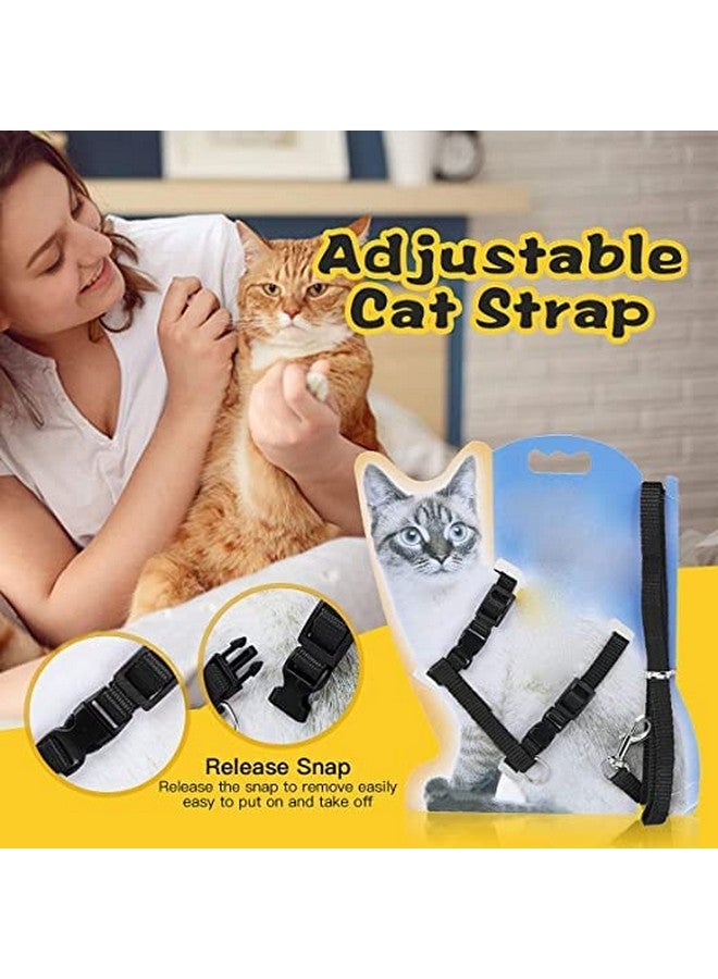 طوق من النايلون للقطط مع حزام قابل للتعديل للأرانب والقطط والحيوانات الأليفة الصغيرة - لون أسود - Image 5