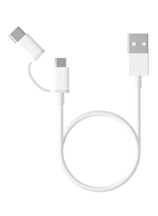 Xiaomi 2-In-1 MicroUSB To Type-C Cable White - Image 1