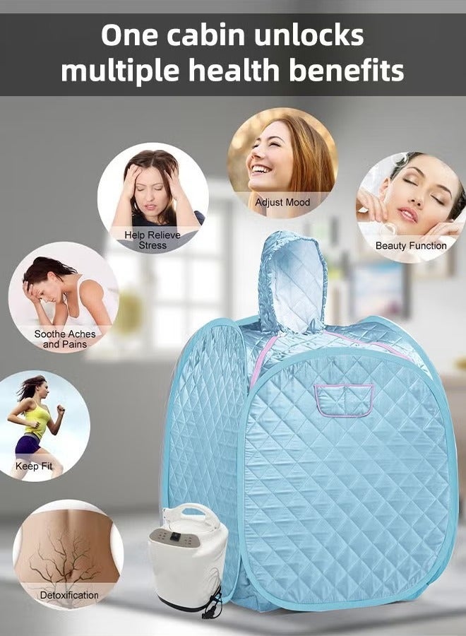 Arabest Portable Steam Sauna,2L 1000W Steam Generator with 3 Gear Adjustment,Fast Heating,Lightweight Steam Sauna for Home Spa Foldable Personal Sauna Tent for Weight Loss Detox Relaxation,Blue - Image 2