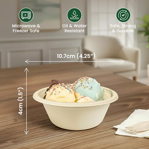 ECO kranti - 180ML Bagasse Disposable Bowls | Pack of 50 | Eco-Friendly, Biodegradable & Compostable | Natural Plant-Based | Long Lasting Bowls for Birthday, Wedding, Party & All Events - Image 2