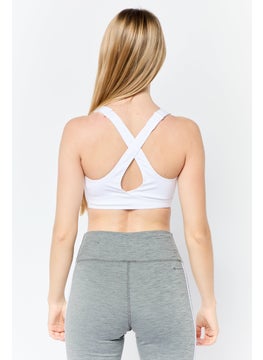 Adidas Women Padded Sports Bra, White  - Image 3