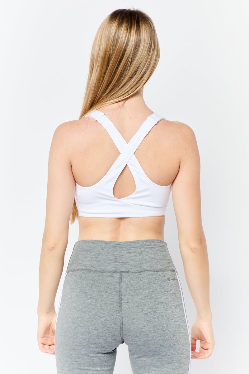 Adidas Women Padded Sports Bra, White  - Image 3