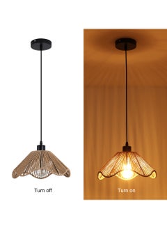 Ganeed Rattan Pendant Light Adjustable Hanging Boho Chandelier Brown Wicker Light Fixture E27 Vintage Ceiling Lamp for Dining Room Bedroom Kitchen Loft Hallway  - Image 5