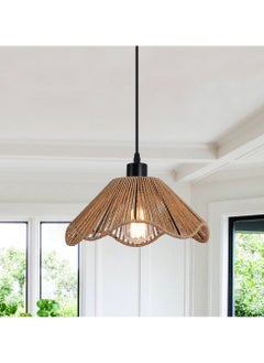 Ganeed Rattan Pendant Light Adjustable Hanging Boho Chandelier Brown Wicker Light Fixture E27 Vintage Ceiling Lamp for Dining Room Bedroom Kitchen Loft Hallway  - Image 1