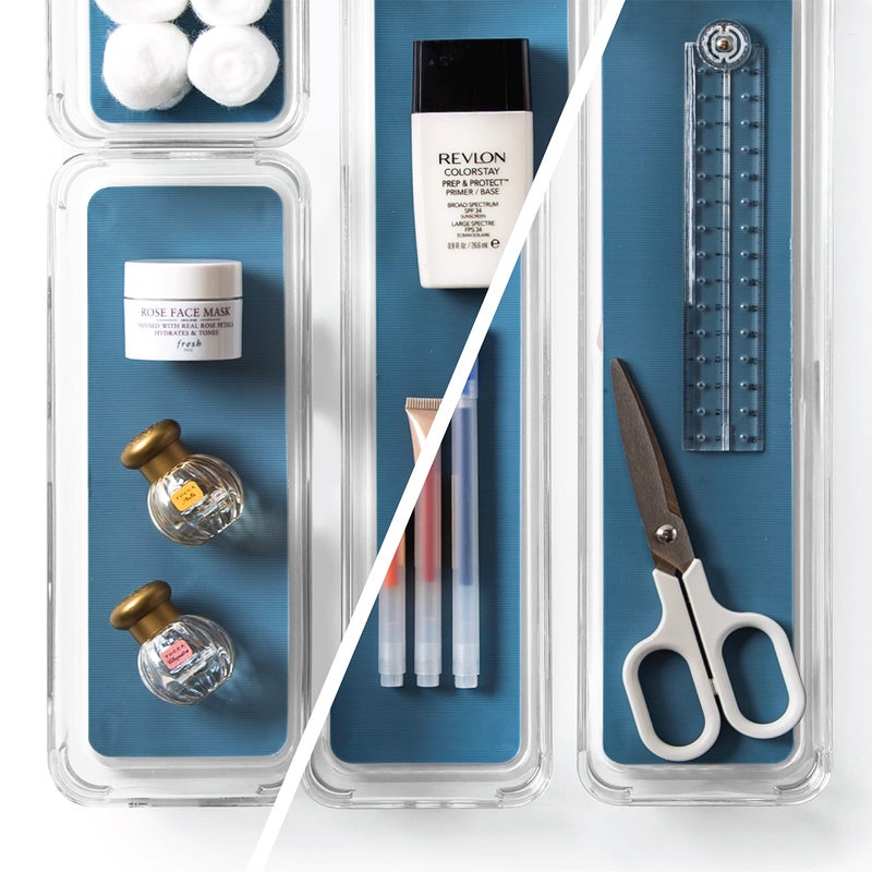 BINO | 4-Piece Drawer Organizer Bin Set - Navy, Small | THE MODULAR+ | Multi-Purpose Storage | Soft-Grip Lining and Non-Slip Rubber Feet | Durable | BPA-Free | Desk Drawer Organizer | Vanity Organizer - Image 4