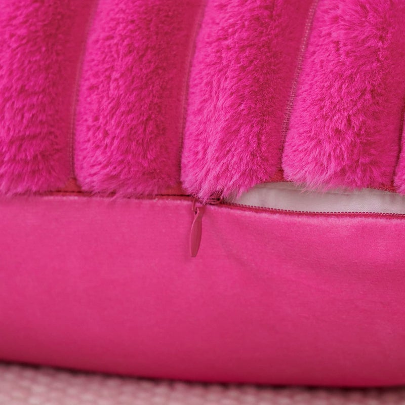 Soleebee Set of 2 Throw Pillow Covers Soft Cozy Velvet Pillowcase Faux Rabbit Fur Cover for Couch Sofa Bed Chair Home Decorative Pillows Cover (12x20 Inch  HOT Pink) - Image 4