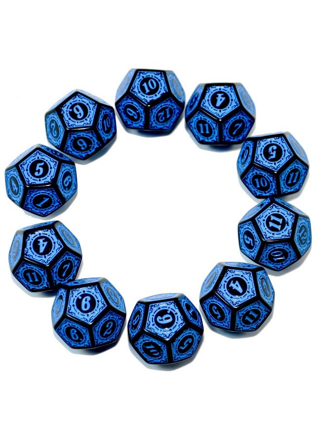 Smartdealspro سمارت ديلز برو 10-pack نرد سداسي الأوجه D6 و 12 وجه D12 للعبة DND زنزانات والتنانين MTG PRG Wow تعليم الرياضيات (D12، حروف زرقاء) - Image 1