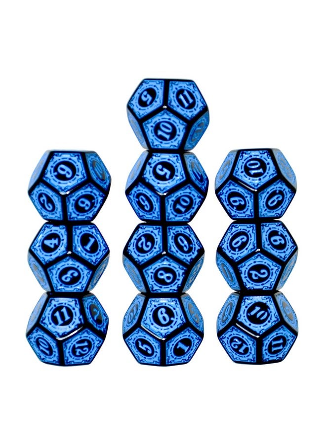 Smartdealspro سمارت ديلز برو 10-pack نرد سداسي الأوجه D6 و 12 وجه D12 للعبة DND زنزانات والتنانين MTG PRG Wow تعليم الرياضيات (D12، حروف زرقاء) - Image 5