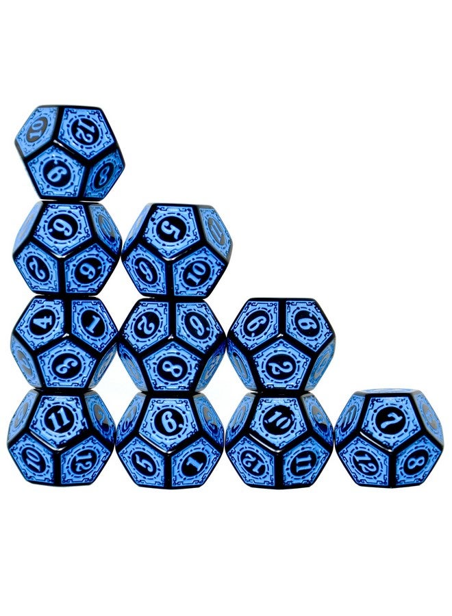 Smartdealspro سمارت ديلز برو 10-pack نرد سداسي الأوجه D6 و 12 وجه D12 للعبة DND زنزانات والتنانين MTG PRG Wow تعليم الرياضيات (D12، حروف زرقاء) - Image 2