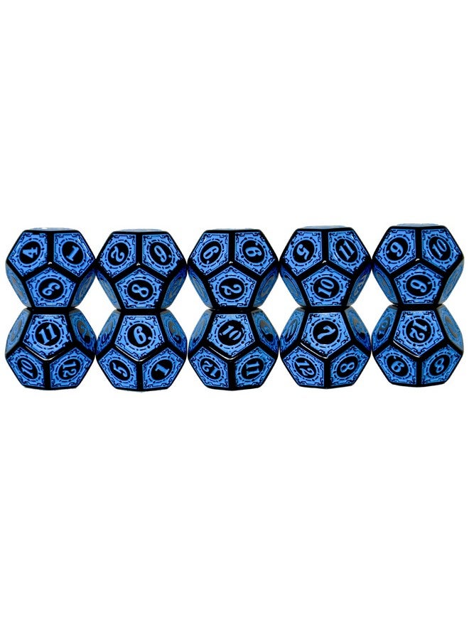 Smartdealspro سمارت ديلز برو 10-pack نرد سداسي الأوجه D6 و 12 وجه D12 للعبة DND زنزانات والتنانين MTG PRG Wow تعليم الرياضيات (D12، حروف زرقاء) - Image 3