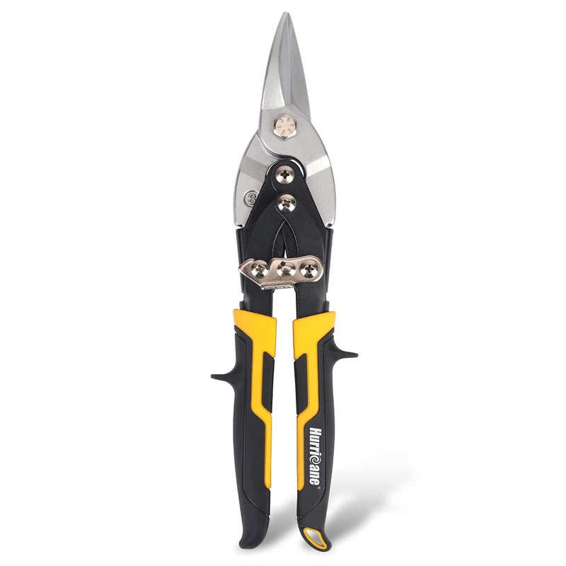 HURRICANE 10 Inch Aviation Tin Snips, Cr-Mo Aviation Snips for Cutting Metal Sheet, Heavy Duty Sheet Metal Cutter Shear, Straight Cut, High Leverage Aviation Snip, Up to 40% Labor Saving - Image 1