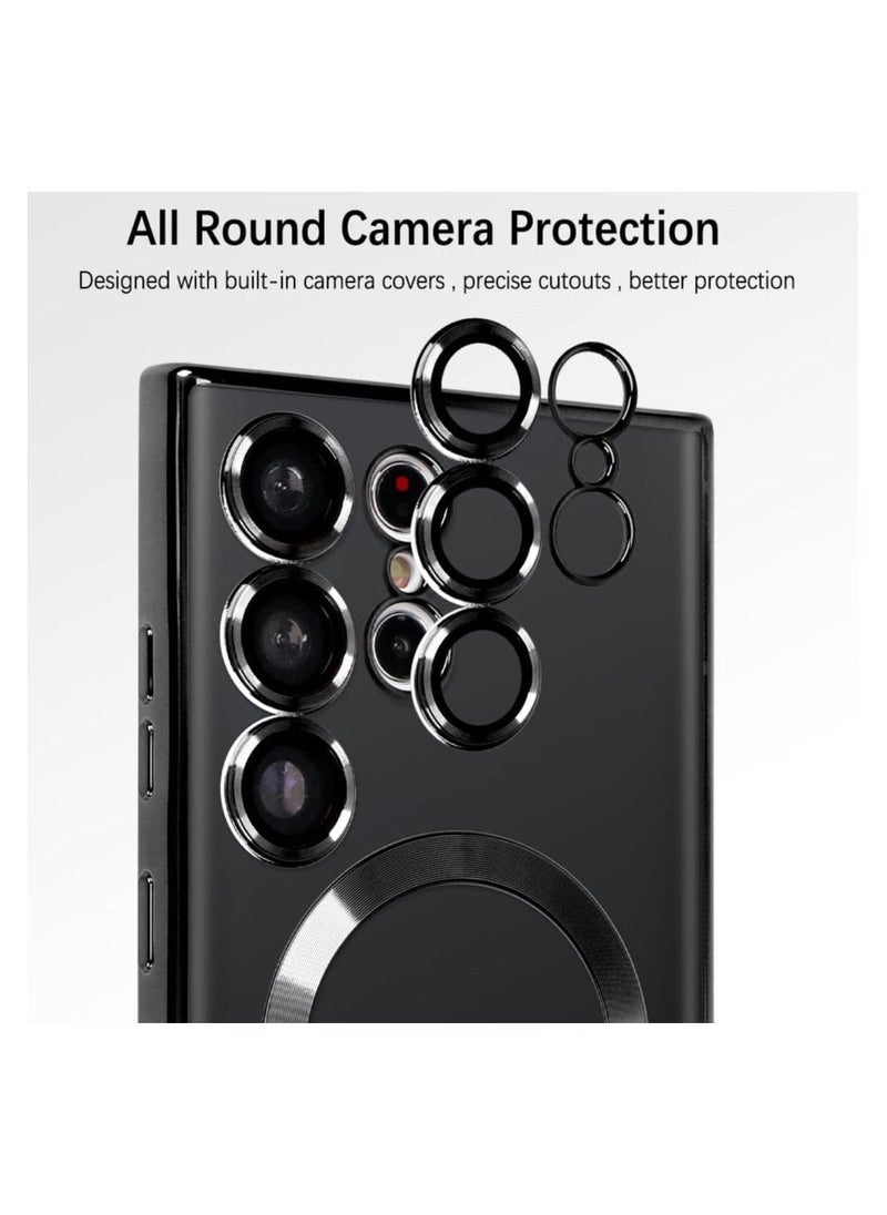 Raxoom Samsung Galaxy S23 Ultra Clear Case with Camera Lens Protector Magnetic Case Compatible Electroplated Soft TPU Shockproof Anti-Scratch Phone Case - Image 4