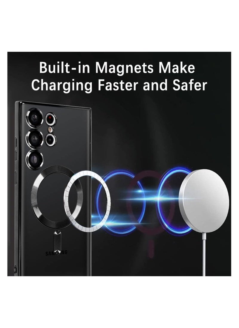 Raxoom Samsung Galaxy S23 Ultra Clear Case with Camera Lens Protector Magnetic Case Compatible Electroplated Soft TPU Shockproof Anti-Scratch Phone Case - Image 3