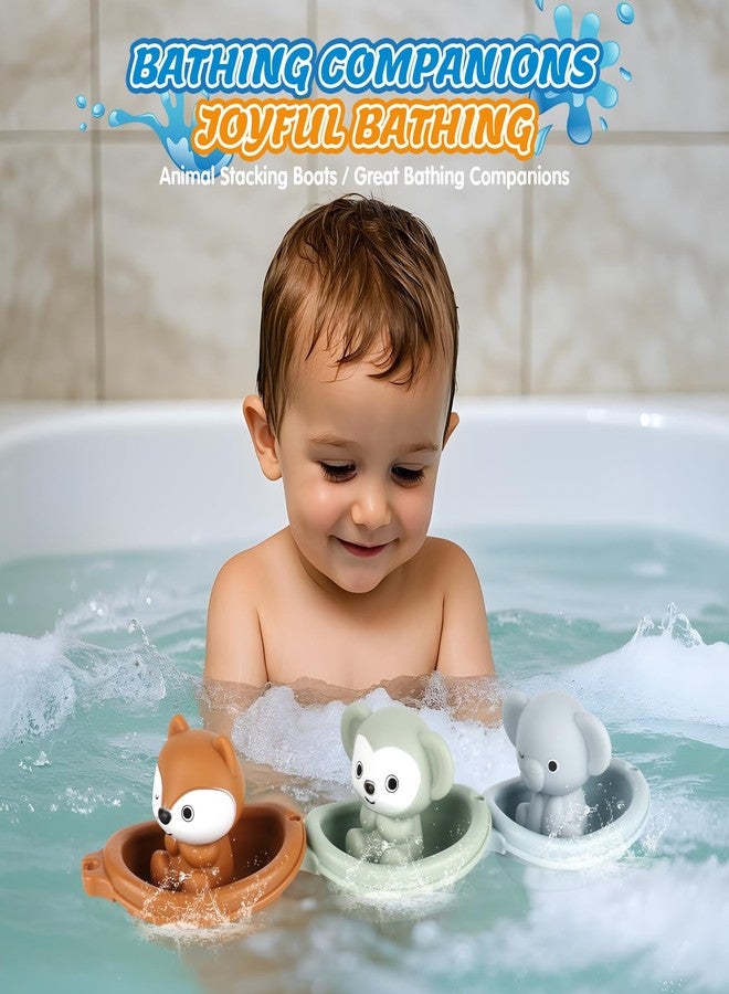 SOSUSHOE Bath Pool Toys for Toddler, Stacking Toy with 3 Boat 3 Sensory Finger Puppets, Toddler Toys Gifts for 2-4 Year Old Boy Girl, Model A - Image 2