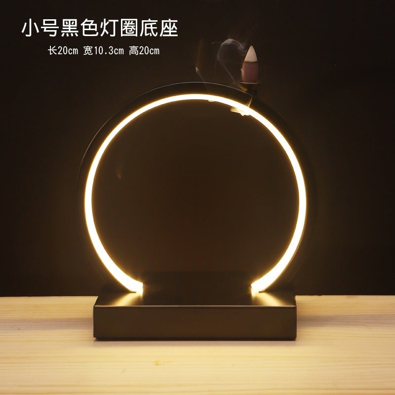 New Chinese Style Iron LED Light Ring Display Stand - Elegant Desktop Decor for Office &  Home