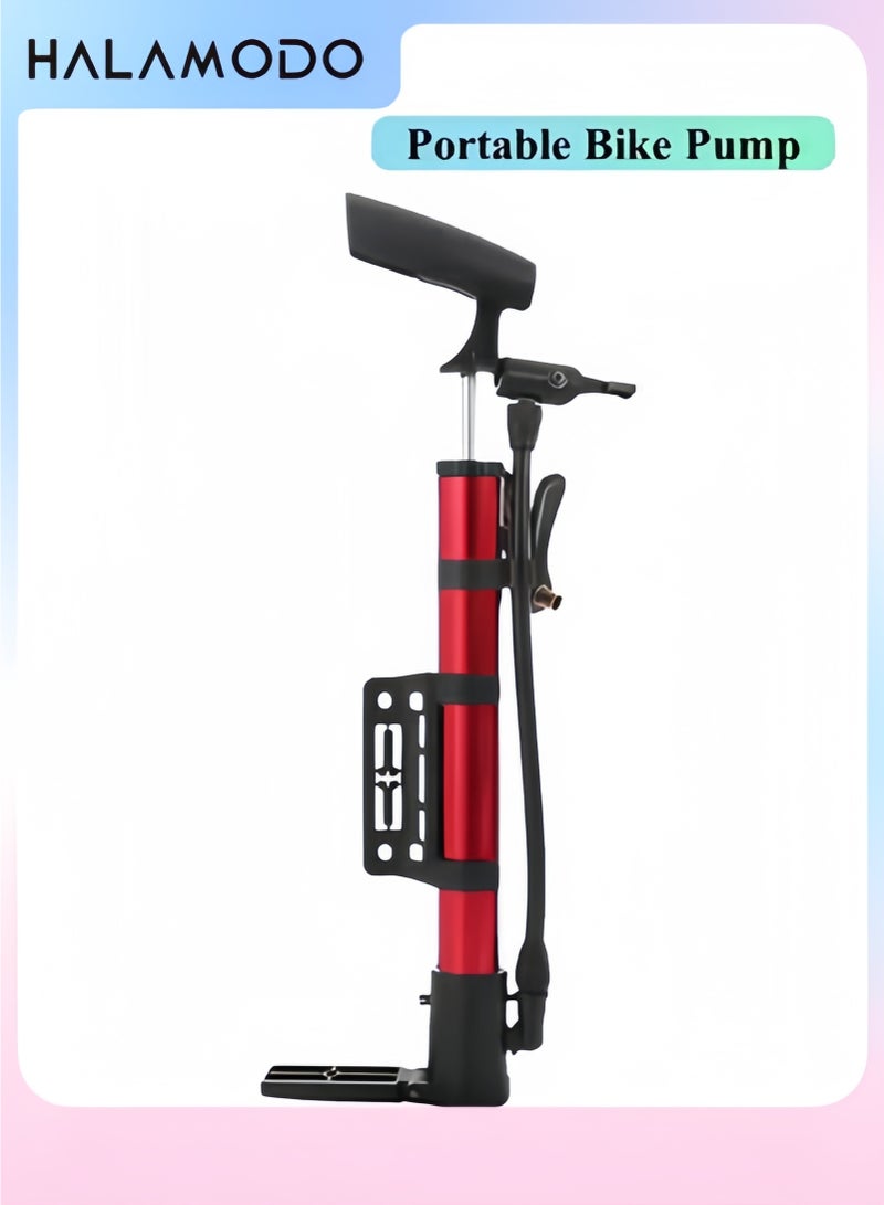 Bike Pump Bicycle Floor Pump Bike Tire Pumps Compatible with Presta and Schrader Valve Inflator High Pressure Portable Air Pump for Road Bike Car MTB Sports Balls - Image 1