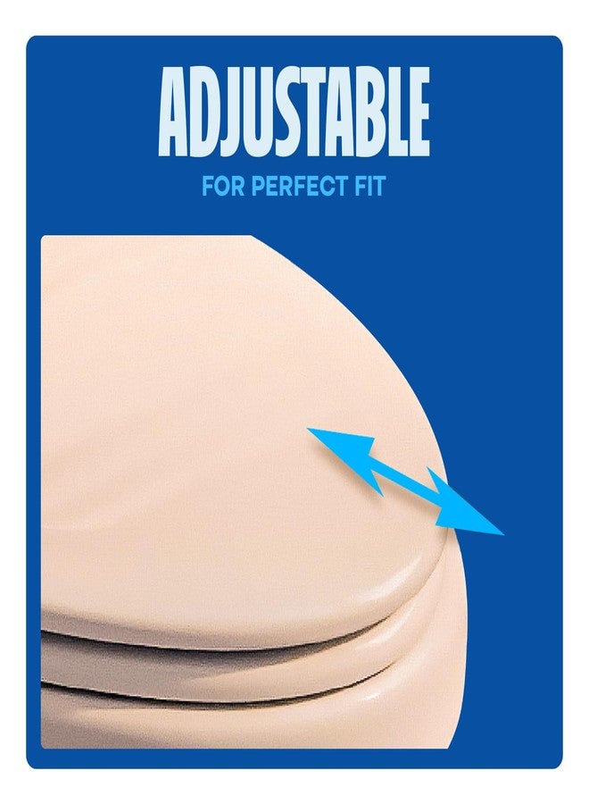 HIGHCRAFT Premium Elongated Toilet Seat with Slow-Close Design & Adjustable Hinges - Molded Wood Toilet Seat - Fits Standard Elongated Toilets - Oval Seat in Bone/Beige - Image 2