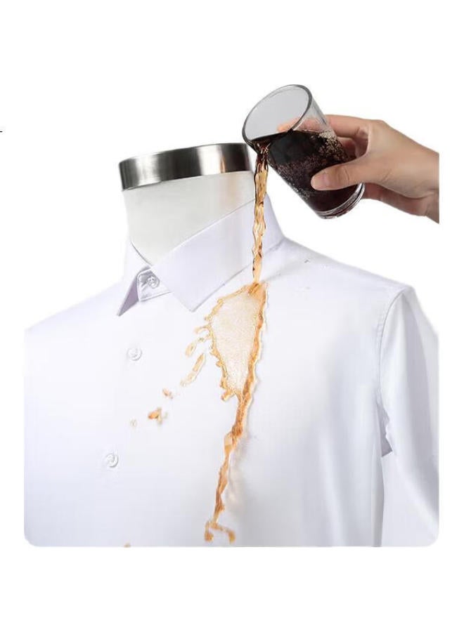 ROMON Waterproof, Oil-Proof, And Stain-Resistant All-Season Long-Sleeve Dress Shirt For Men, Formal Business Versatile Triple-Protection Shirt, Gray, Size 42 - Image 1