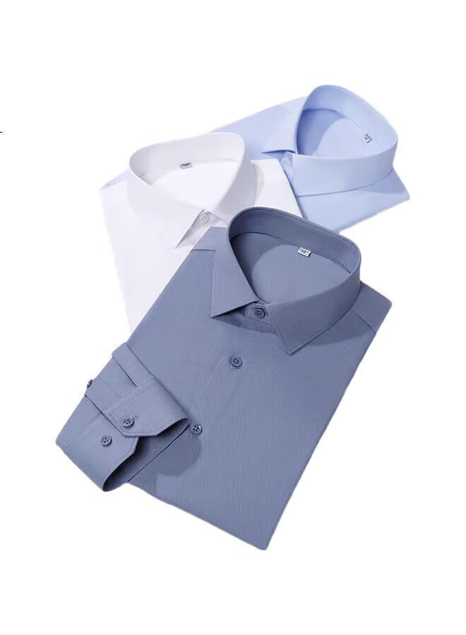 ROMON Waterproof, Oil-Proof, And Stain-Resistant All-Season Long-Sleeve Dress Shirt For Men, Formal Business Versatile Triple-Protection Shirt, Gray, Size 42 - Image 2