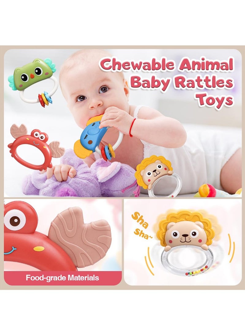 Mini  Baby Crib Mobile with Music and Lights,360°Rotation Remote Control Musical Mobile for Crib with 400 Lullabies,Projection Night Light and Chewable Rattle Toy,Crib Mobile for Girls and Boys