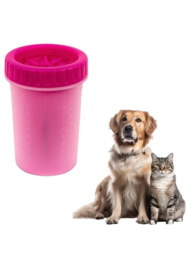 Sage Square Dog Paw 360º Cleaner- 2 In 1 Portable Silicone Pet Cleaning Brush Feet Cleaner For Grooming With Muddy Paw, Fast Clean Pet Foot Cleaner For All Breed Dogs Cats (Pink)  - Image 1