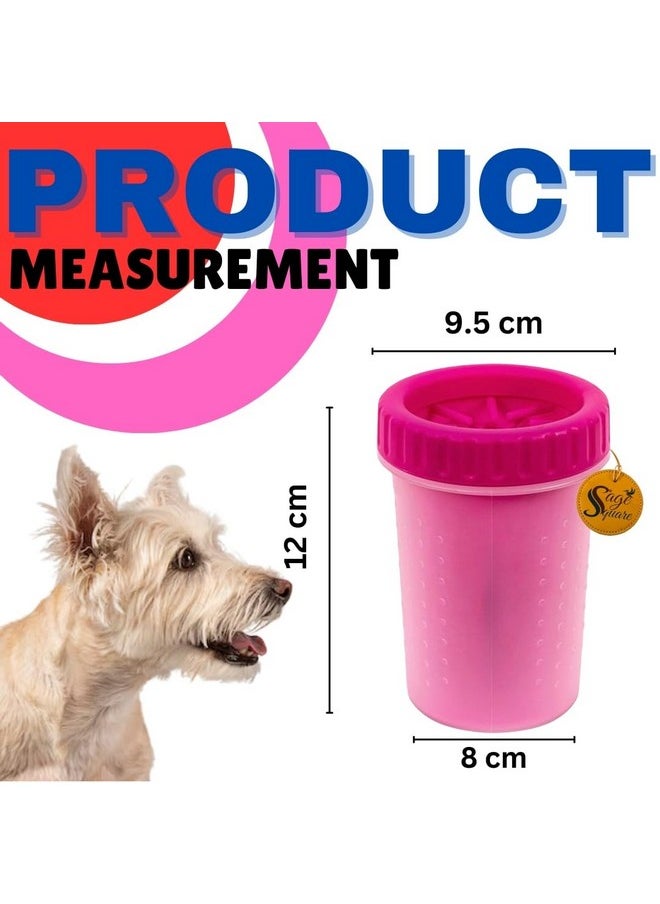 Sage Square Dog Paw 360º Cleaner- 2 In 1 Portable Silicone Pet Cleaning Brush Feet Cleaner For Grooming With Muddy Paw, Fast Clean Pet Foot Cleaner For All Breed Dogs Cats (Pink)  - Image 3
