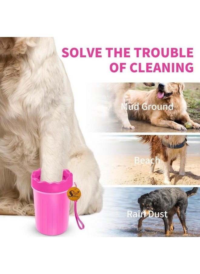 Sage Square Dog Paw 360º Cleaner- 2 In 1 Portable Silicone Pet Cleaning Brush Feet Cleaner For Grooming With Muddy Paw, Fast Clean Pet Foot Cleaner For All Breed Dogs Cats (Pink)  - Image 5
