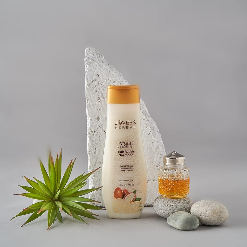 Jovees Herbal Argan Kernal Oil Hair Repair Shampoo For All Hair Types Strengthen and Repairs Hair Paraben Alcohol Free 300ml - Image 3