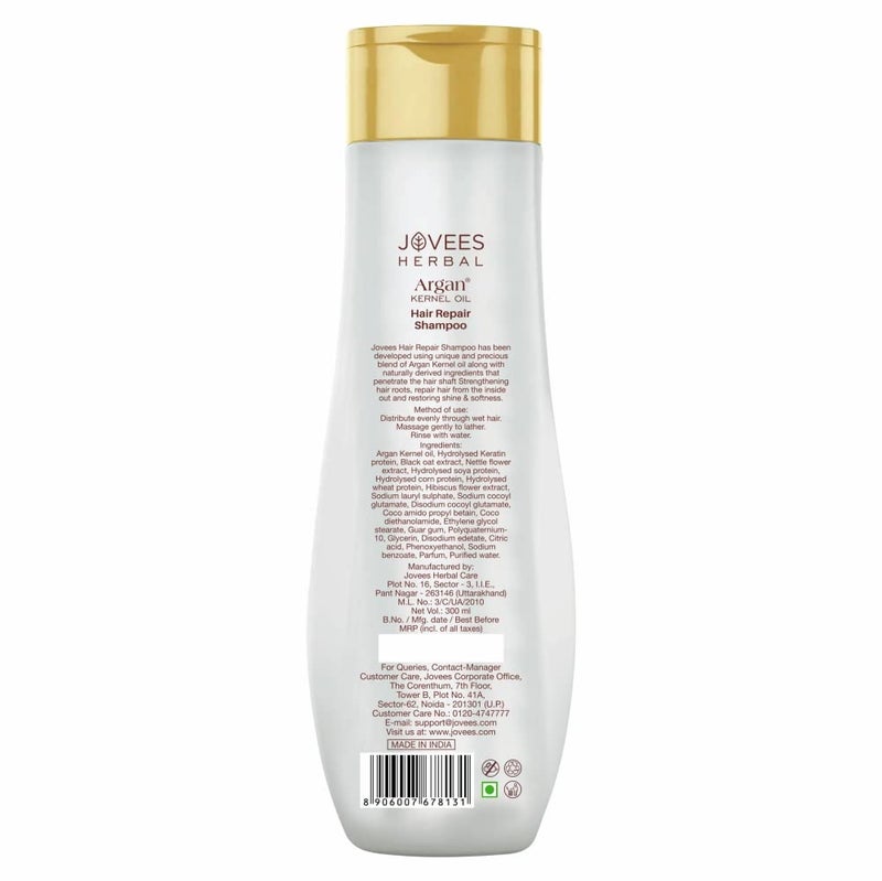 Jovees Herbal Argan Kernal Oil Hair Repair Shampoo For All Hair Types Strengthen and Repairs Hair Paraben Alcohol Free 300ml - Image 2