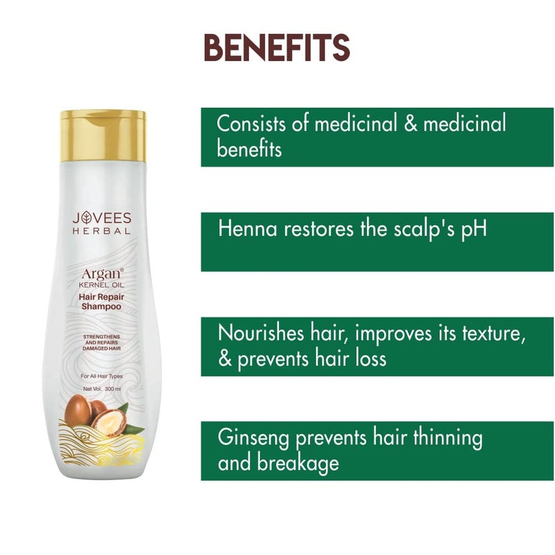 Jovees Herbal Argan Kernal Oil Hair Repair Shampoo For All Hair Types Strengthen and Repairs Hair Paraben Alcohol Free 300ml - Image 5