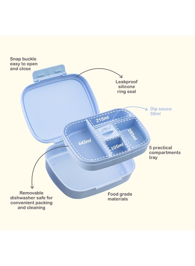 Hydrobrew Personalized Smart Serve Bento Lunch Box 1100 ml, 5 compartment- Sky Mist - Image 3