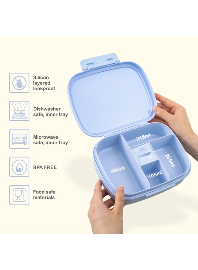 Hydrobrew Personalized Smart Serve Bento Lunch Box 1100 ml, 5 compartment- Sky Mist - Image 5
