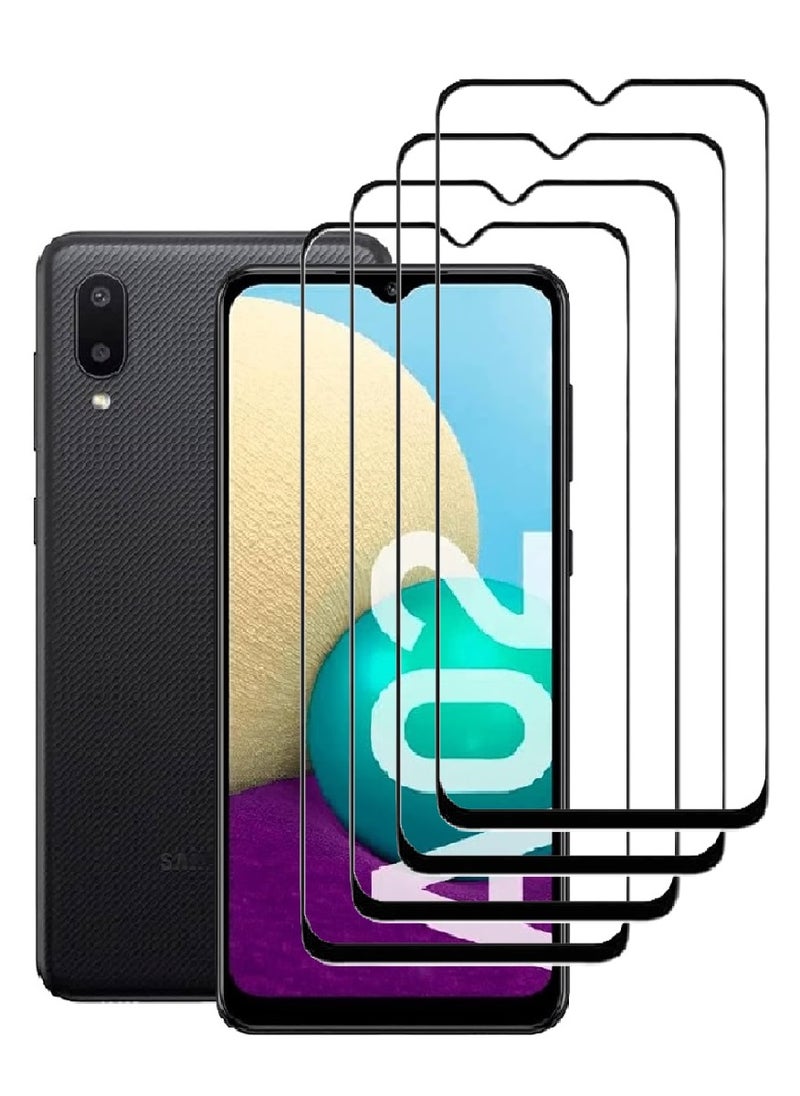 AINA 4 Pieces Tempered Glass Screen Protector 5D Designed For Samsung Galaxy A02 Full Glue Edge to Edge Full Screen Coverage And Bubble Free - Image 1