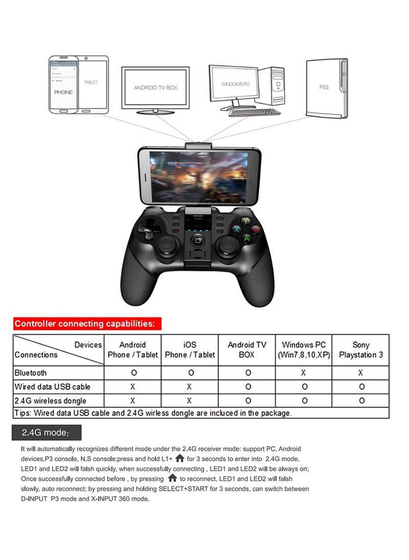 Ipega - Ipega Gamepad PG-9076 BT 2.4G Wireless Game Console Controller Mobile Trigger Gaming Handle Joystick Black - Image 1
