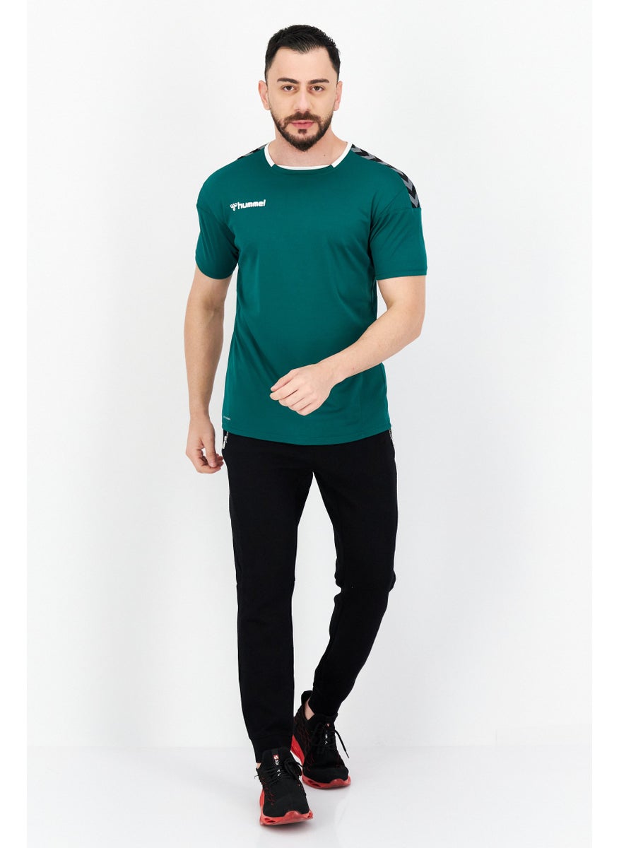 Hummel - Men Sportswear Fit Brand Logo Training T-Shirts, Green - Image 1