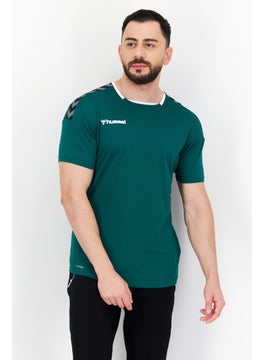 Hummel تي شيرت رياضي رجالي بشعار العلامة التجارية، باللون الأخضر  - Image 1
