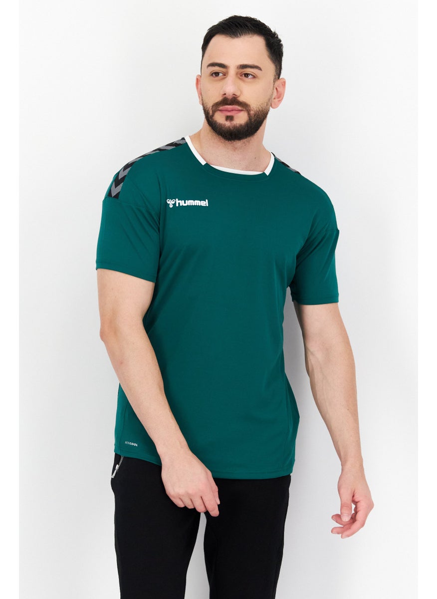 Hummel - Men Sportswear Fit Brand Logo Training T-Shirts, Green - Image 1