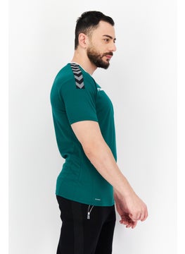 Hummel تي شيرت رياضي رجالي بشعار العلامة التجارية، باللون الأخضر  - Image 4