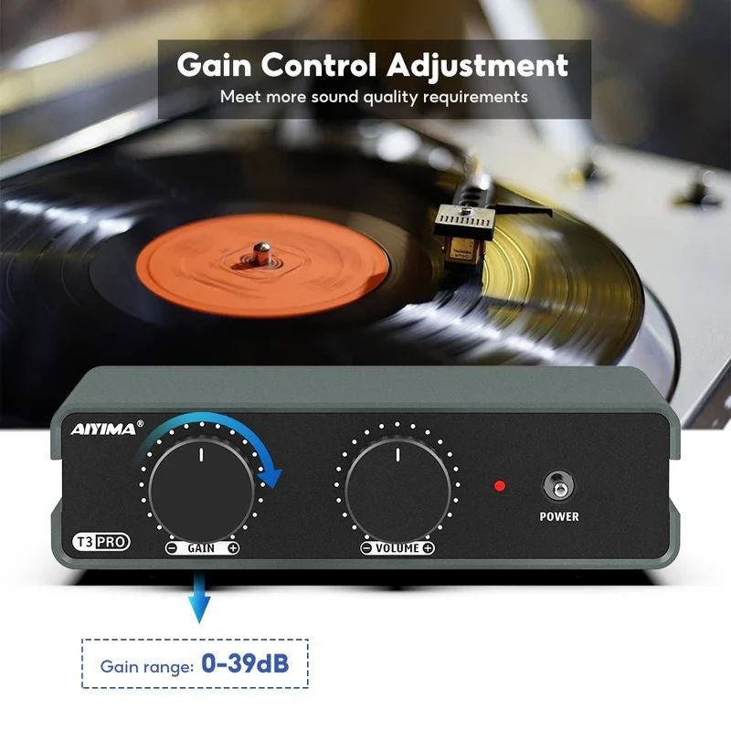 AIYIMA T3 PRO MM MC Phono Preamplifier RIAA Equalization Turntable Preamp Adjustable Gain Volume Replaceable Op Amp Ground Terminal Vinyl Record Player Audio Pre Amplifier - Image 3