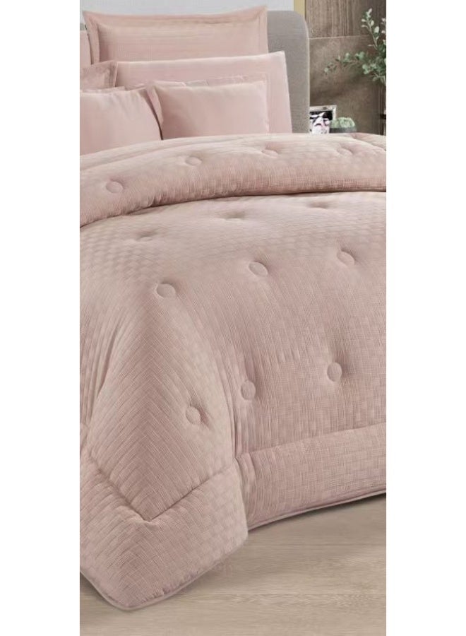 لوفيرا طقم مفرش نفرين ملكي لحاف قماش متين وناعم ونقشة عصرية 8 قطع مقاس 240*260 سم - Image 4